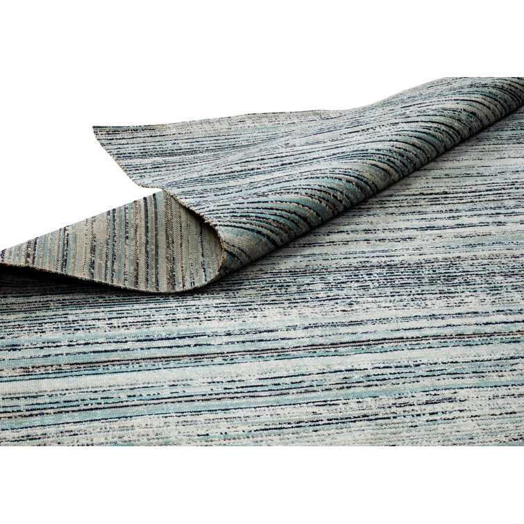Aqua and Light Gray Abstract Synthetic 2' x 3' Area Rug