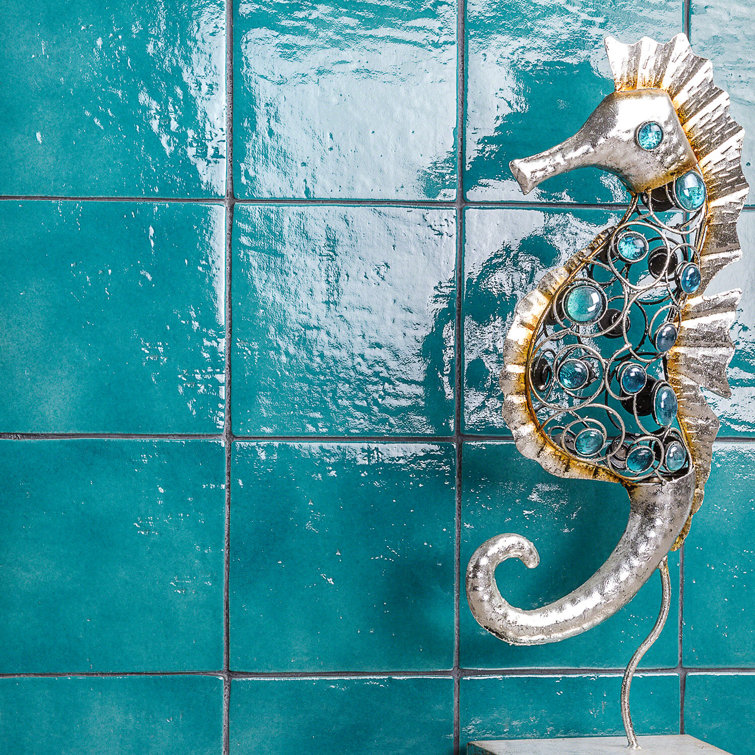 Triton 7" x 7" Polished Blue Porcelain Tile