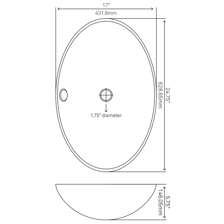 Bianco White Ceramic Oval Vessel Sink with Overflow