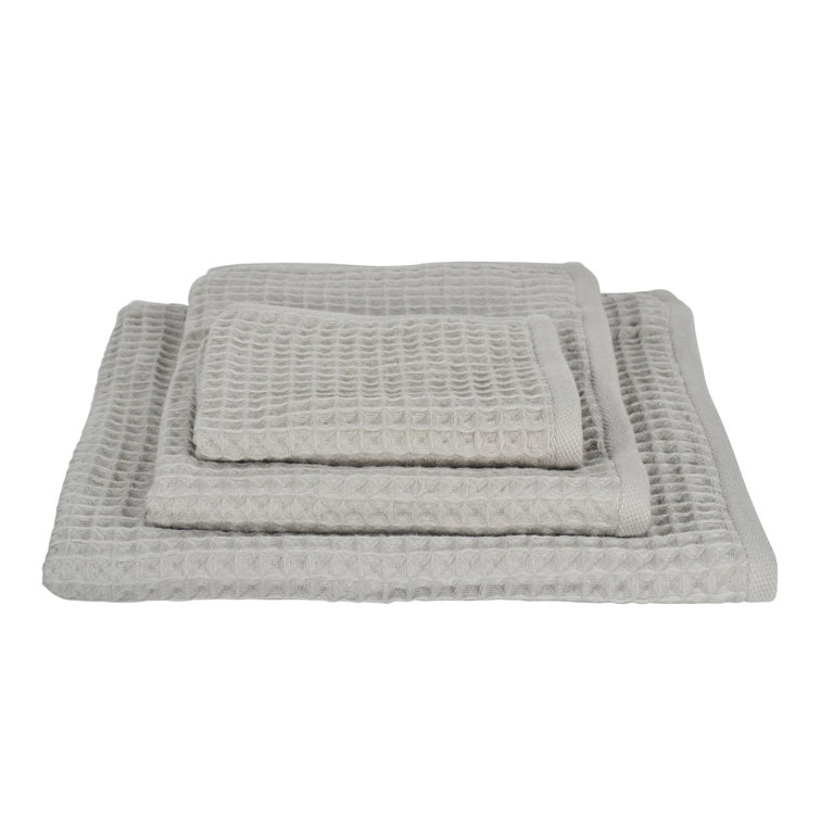 Luxurious Gray Cotton Waffle Bath Towel Set