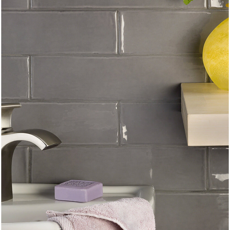 Bolton 3'' x 12'' Polished Gray Ceramic Subway Tile