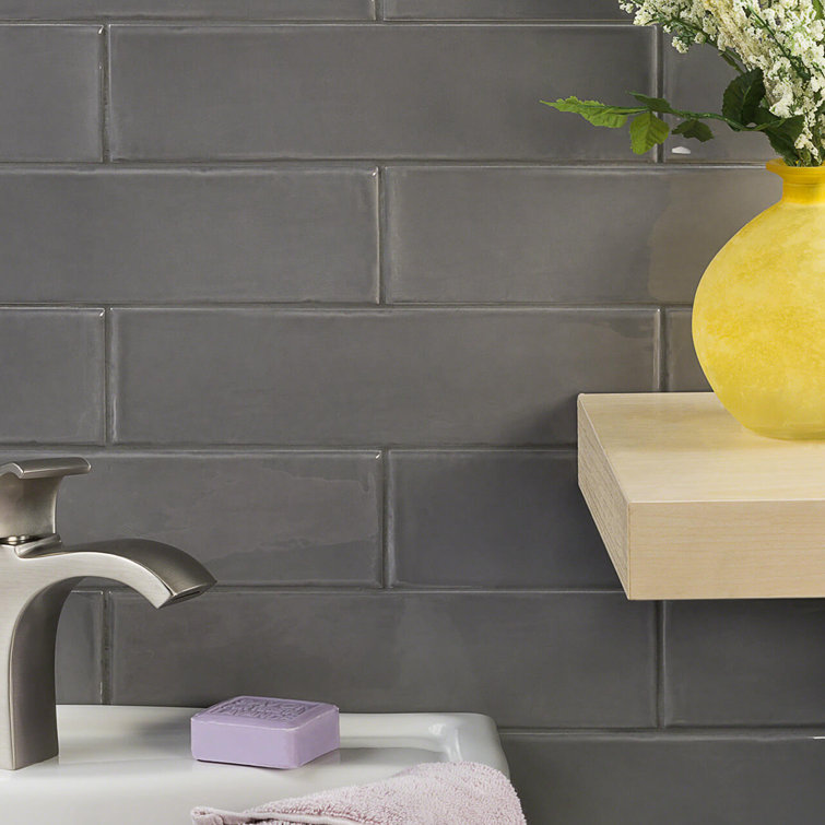 Bolton 3'' x 12'' Polished Gray Ceramic Subway Tile