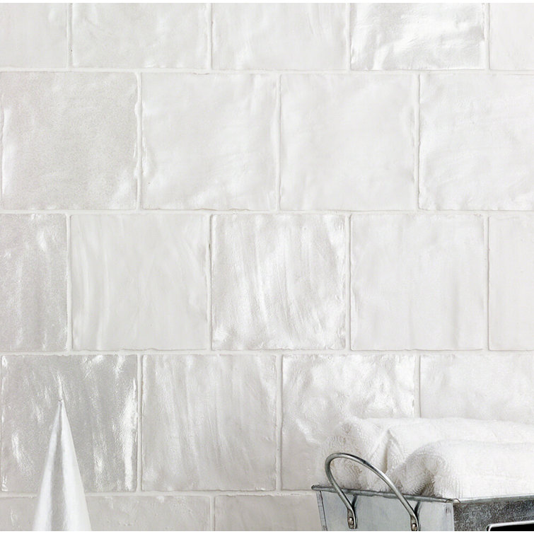 Amagansett 4" x 4" White Ceramic Wall Tile Set