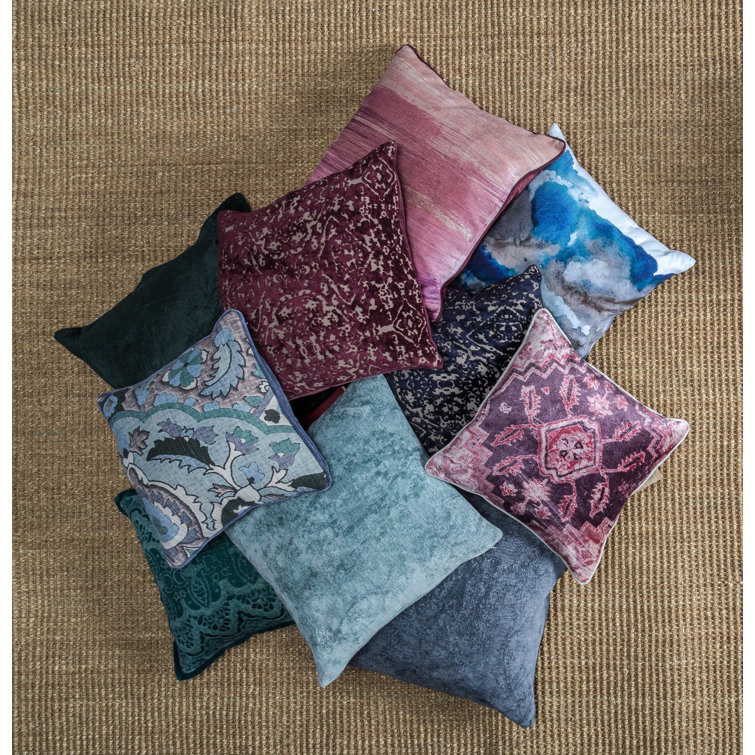 Dark Blue Abstract Cotton Blend Square Throw Pillow