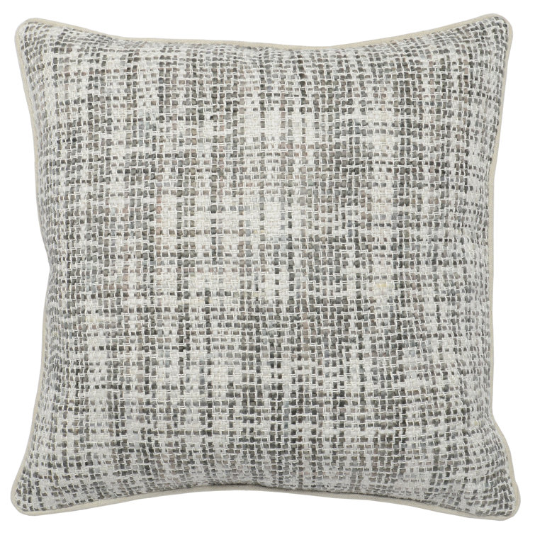 Gray and Beige Handwoven Linen Square Throw Pillow Set