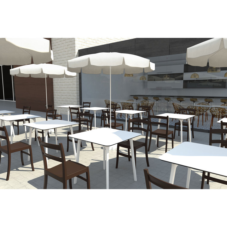 White Square Synthetic Laminate Outdoor Dining Table
