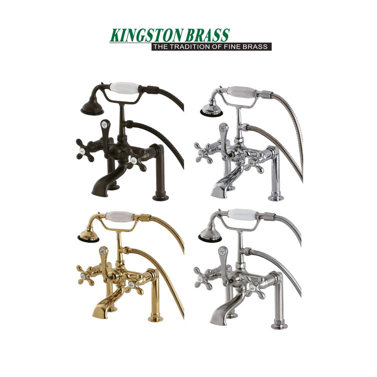 Brushed Nickel Vintage Deck Mount Clawfoot Tub Faucet with Hand Shower