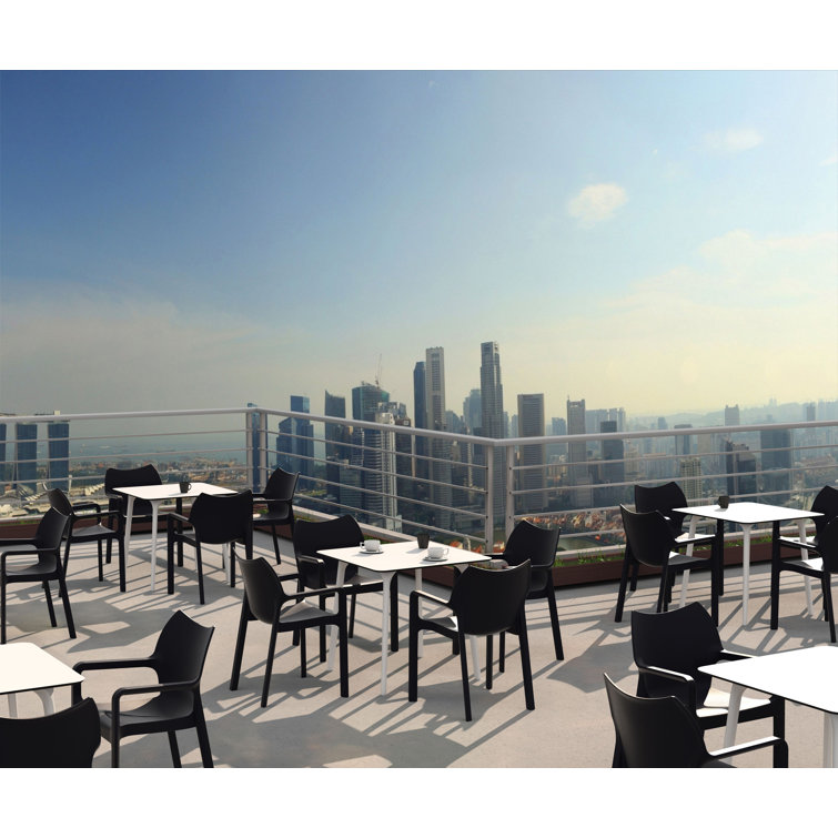 White Square Synthetic Laminate Outdoor Dining Table