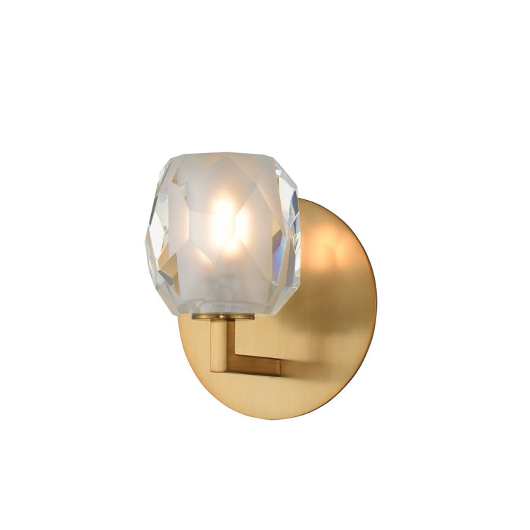 Winter Brass Art Deco Dimmable Wall Sconce with Crystal Shade