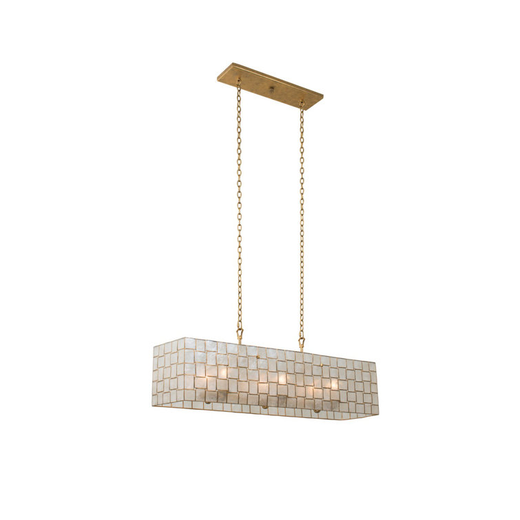 Gold Glass 6-Light Kitchen Island Pendant