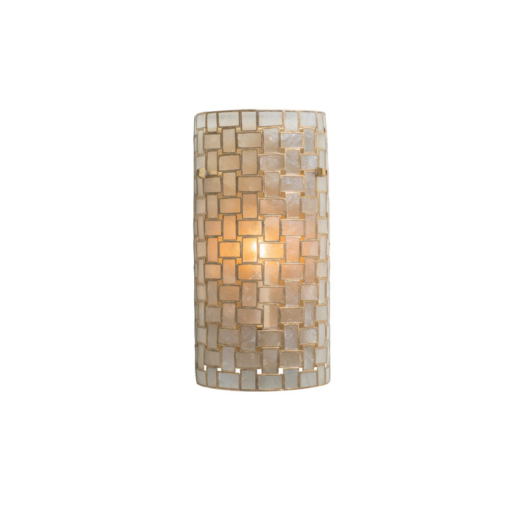 Oxidized Gold Leaf Capiz Shell Cylinder Sconce