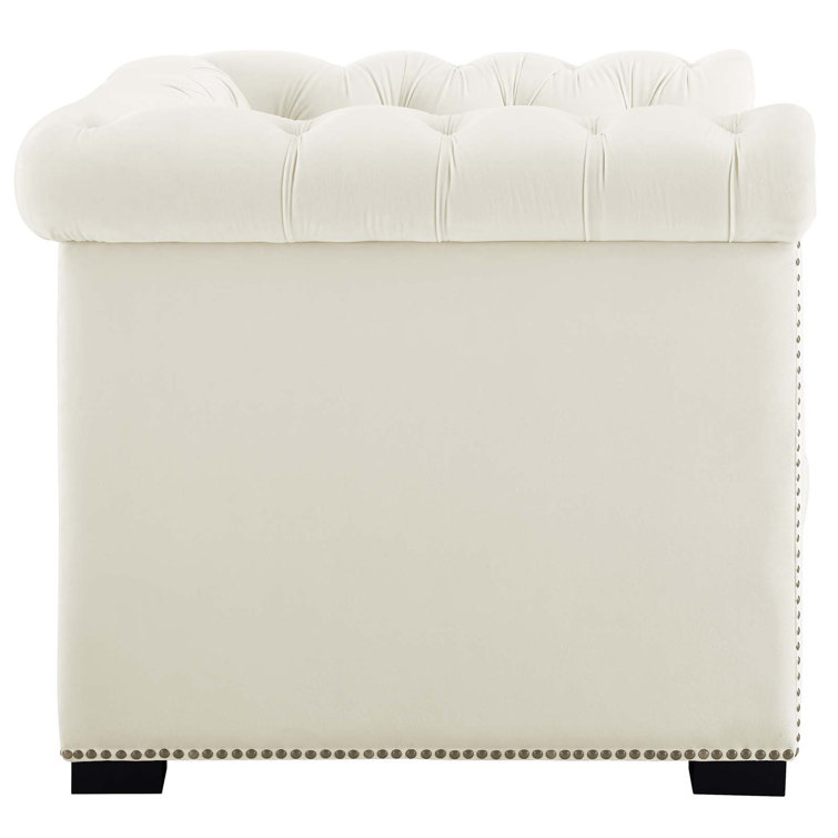 Elegant Black Velvet Chesterfield Armchair with Nailhead Trim