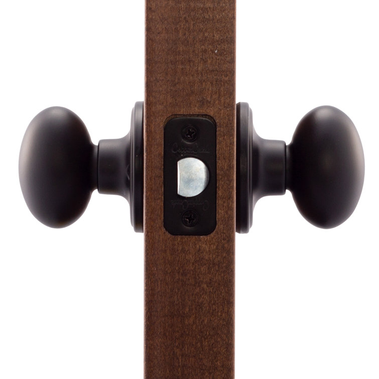 Black Brass Egg-Shaped Passage Door Knob for Hall/Closet