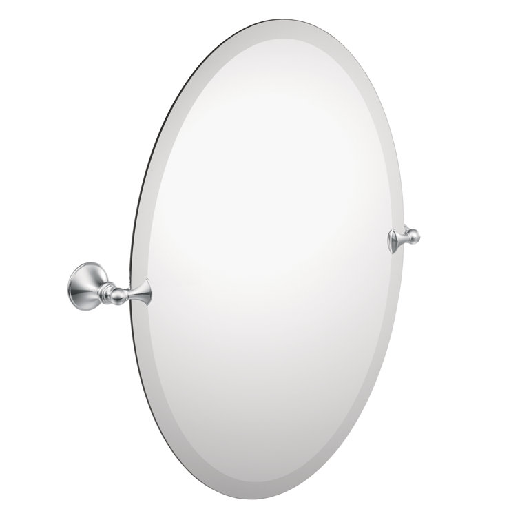 26" x 22.8" Frameless Oval Chrome Bathroom Vanity Mirror