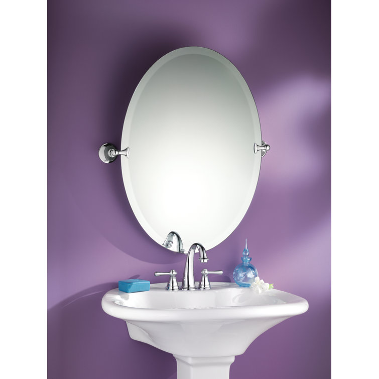 26" x 22.8" Frameless Oval Chrome Bathroom Vanity Mirror