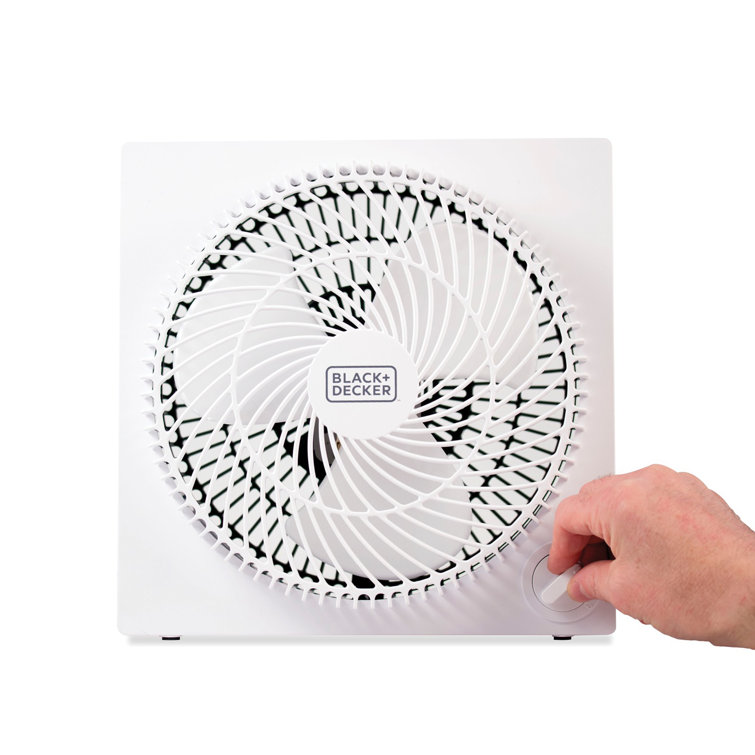 Sleek Frameless 9" White Box Fan with Remote Control, 3-Speed