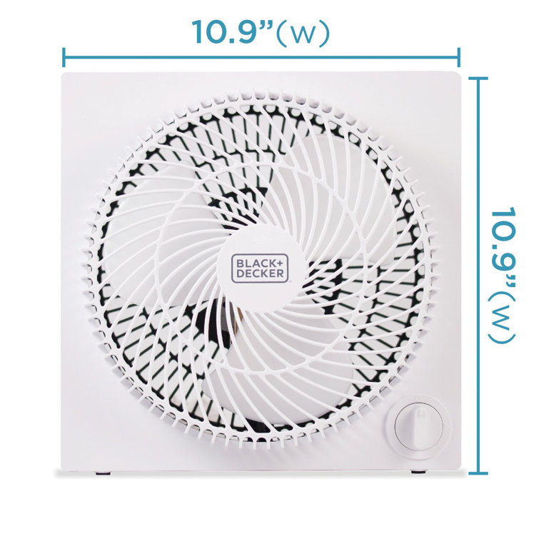 Sleek Frameless 9" White Box Fan with Remote Control, 3-Speed