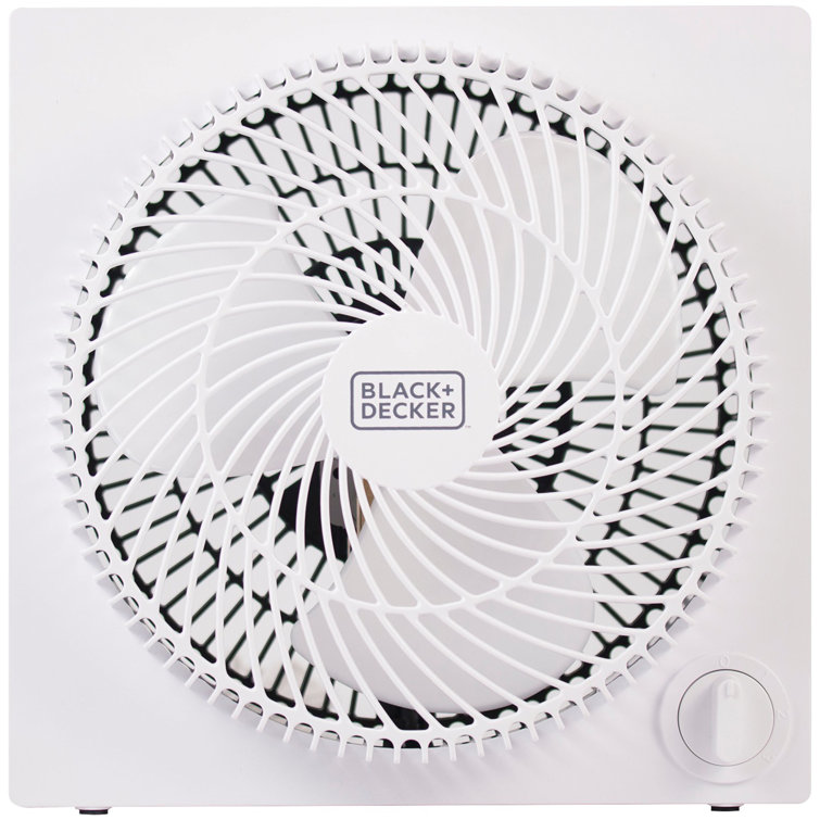 Sleek Frameless 9" White Box Fan with Remote Control, 3-Speed