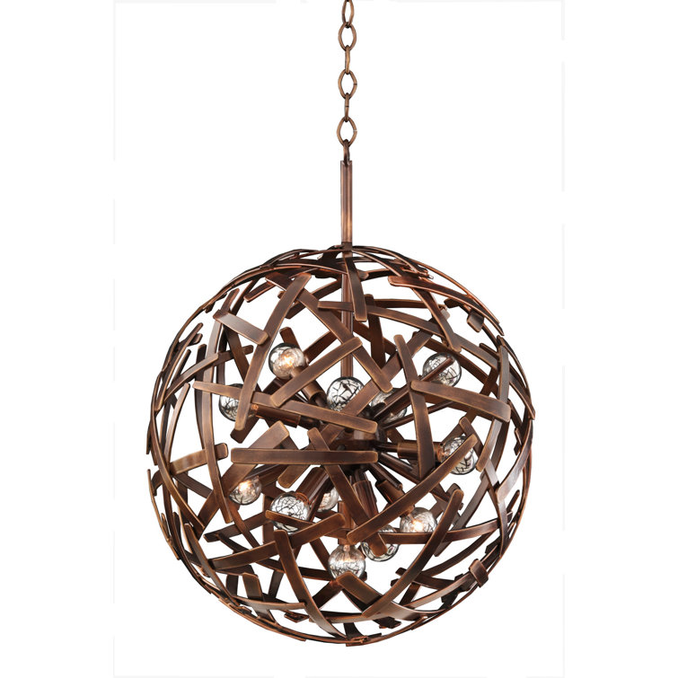 Industrial Copper Patina 12-Light Globe Pendant