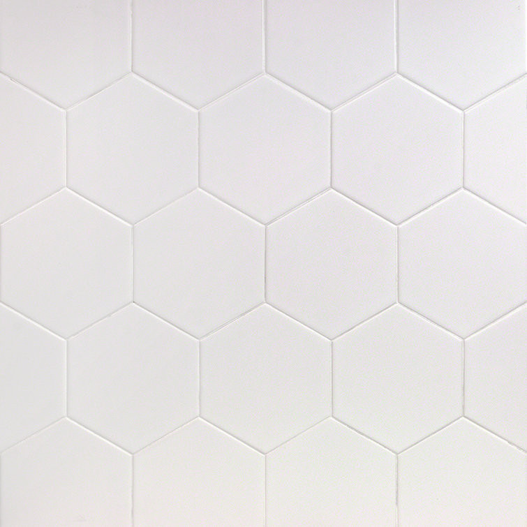 David Matte White Hexagonal Ceramic Wall Tile