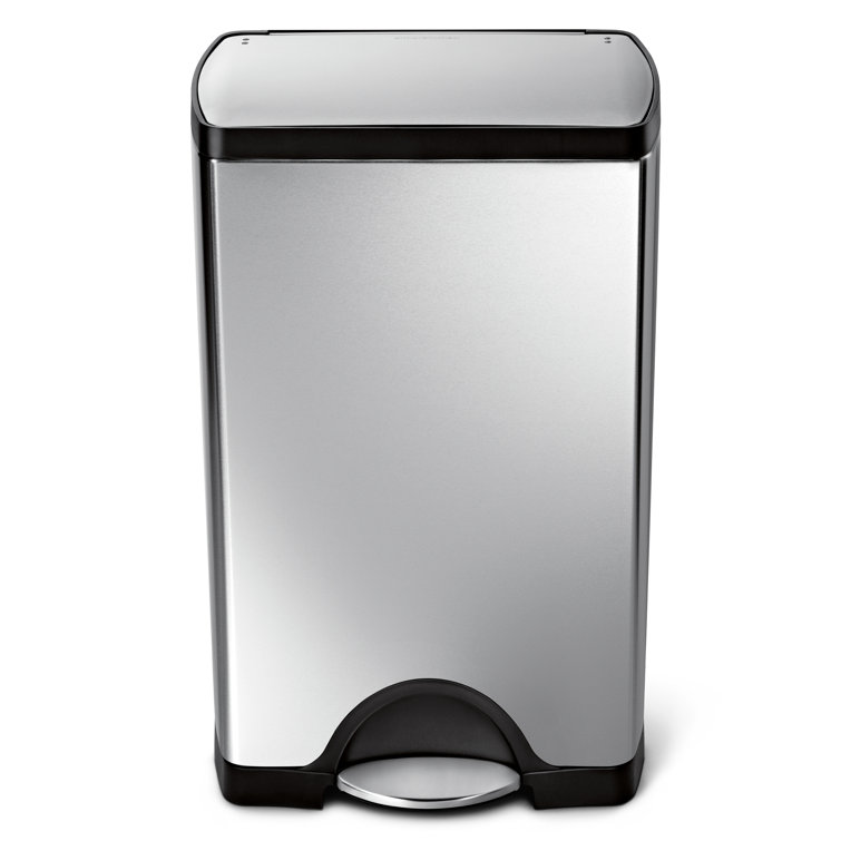 Brushed Stainless Steel 10 Gallon Rectangular Step Trash Can