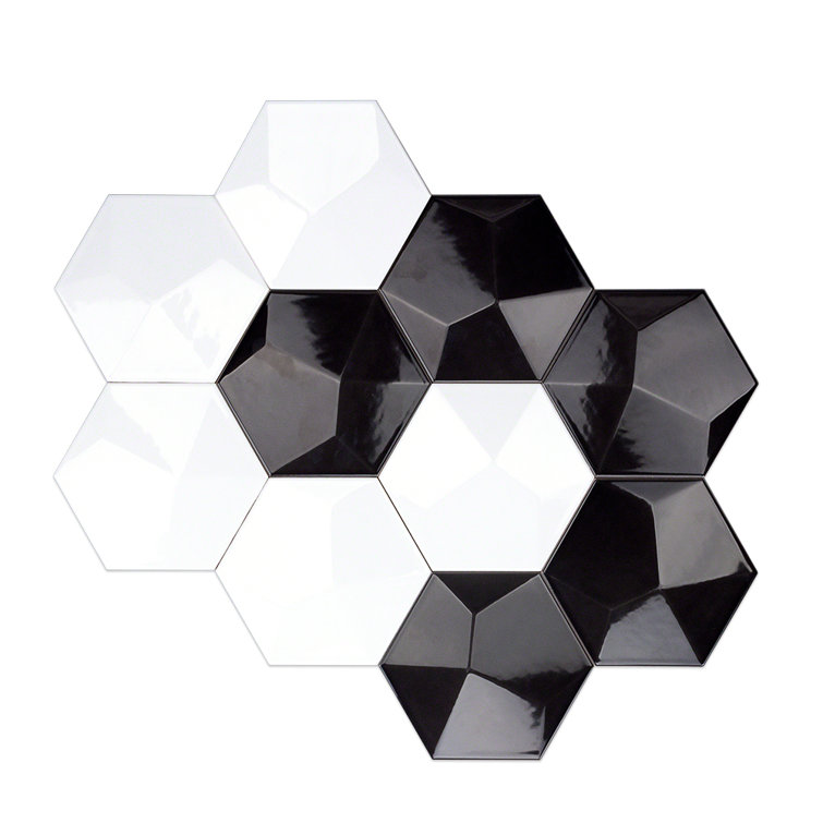 David Collection Polished White Ceramic Hexagon Wall Tile