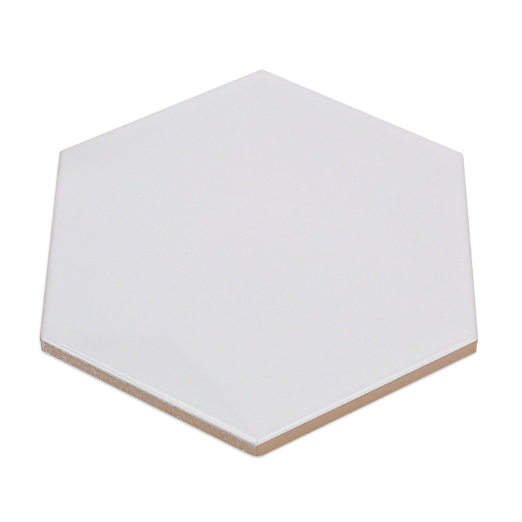 David Collection Polished White Ceramic Hexagon Wall Tile