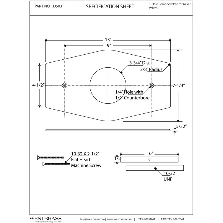 Polished Chrome One-Hole Remodel Plate Kit for Mixet Valves