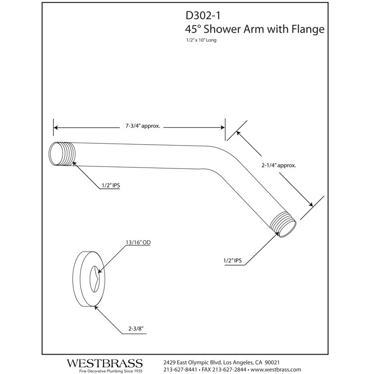 Oil Rubbed Bronze 8-Inch Wall Mount Shower Arm with Flange