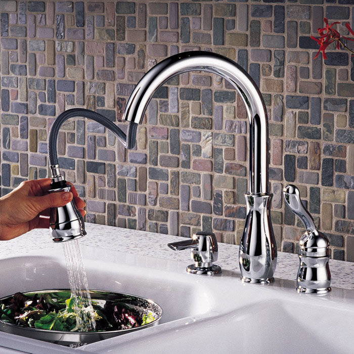 Chrome Pull-Down Kitchen Faucet with Spray and Deck Mount