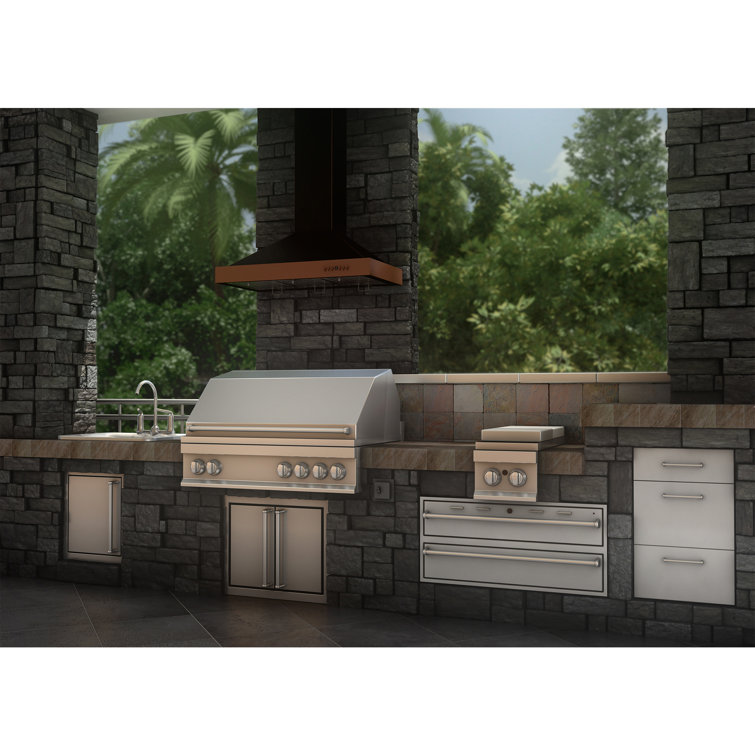 36" Hand-Hammered Copper Convertible Wall Mount Range Hood