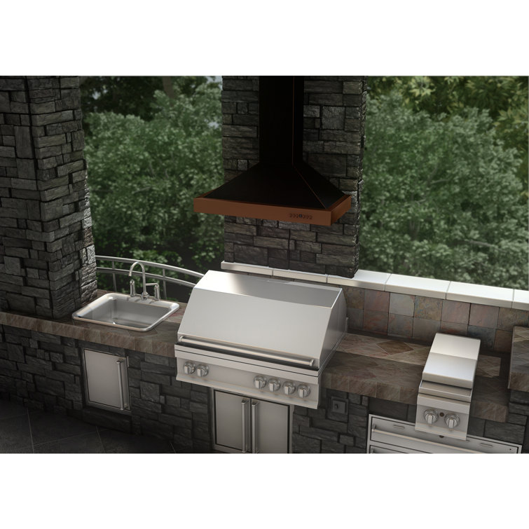 36" Hand-Hammered Copper Convertible Wall Mount Range Hood