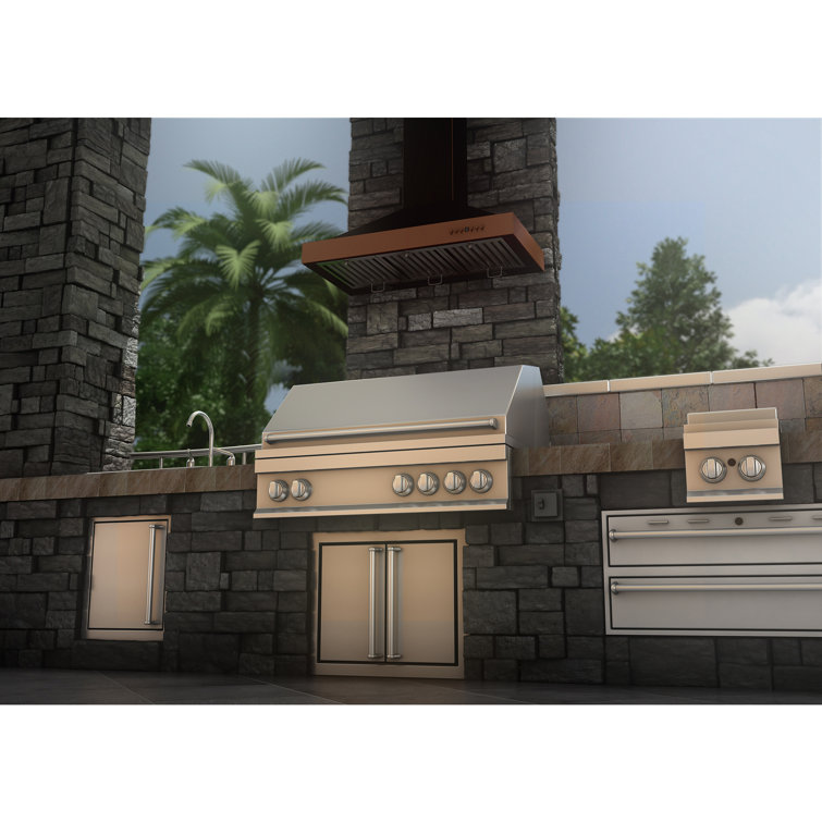 36" Hand-Hammered Copper Convertible Wall Mount Range Hood