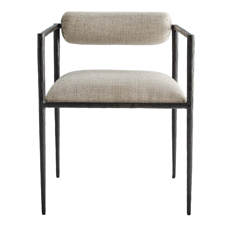 Barbana Pewter Upholstered Armchair with Iron Frame