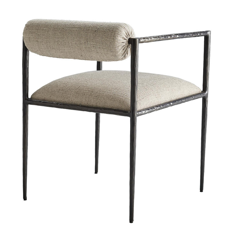Barbana Pewter Upholstered Armchair with Iron Frame