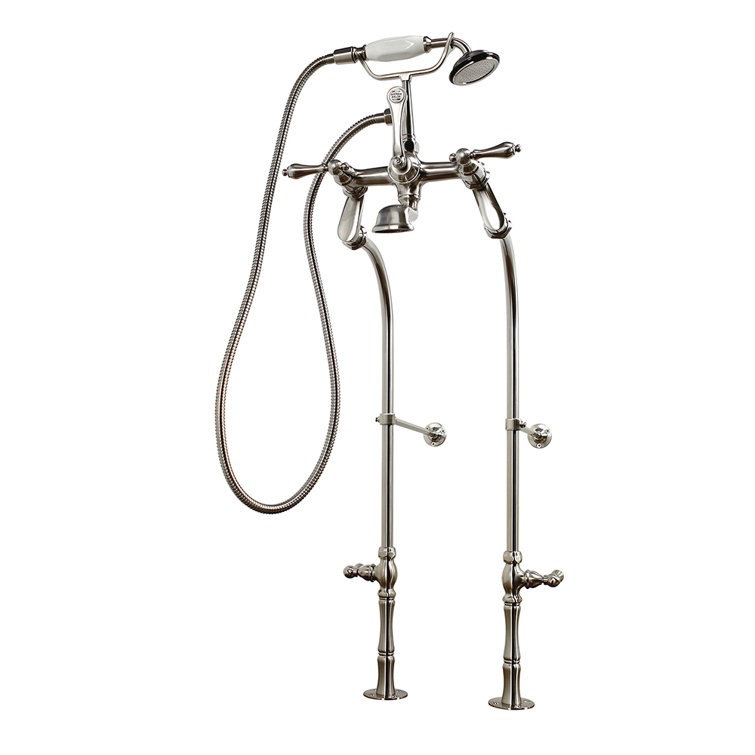 Satin Nickel Vintage Freestanding Clawfoot Tub Faucet Package