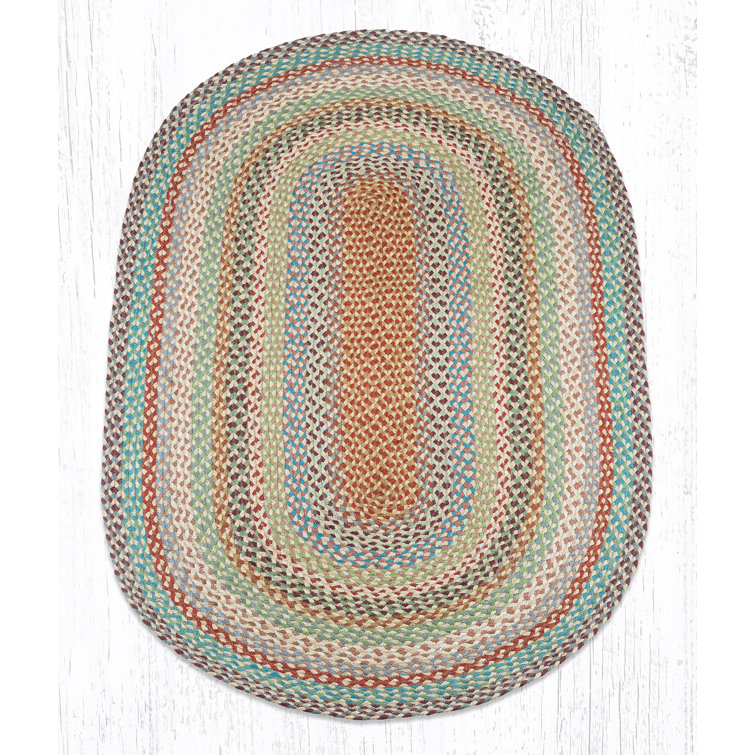 Eco-Friendly Multicolor Oval Braided Jute Rug 27"x45"