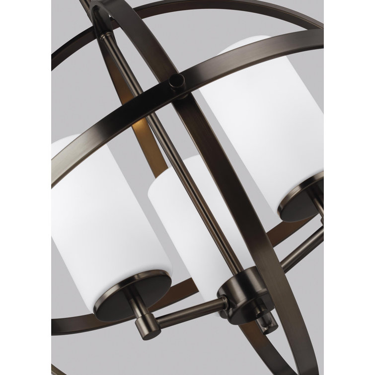 Brushed Nickel Globe Chandelier with Frosted Glass Shades