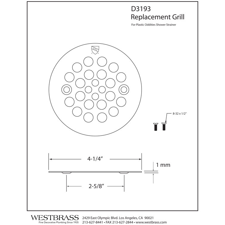 Polished Chrome 4-1/4" Round Shower Drain Cover