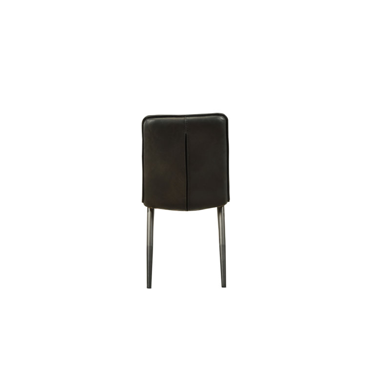 Black Faux Leather Upholstered Side Chair Set with Metal Legs