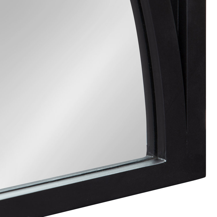 Elegant Satin Black Full-Length Rectangular Wood Wall Mirror