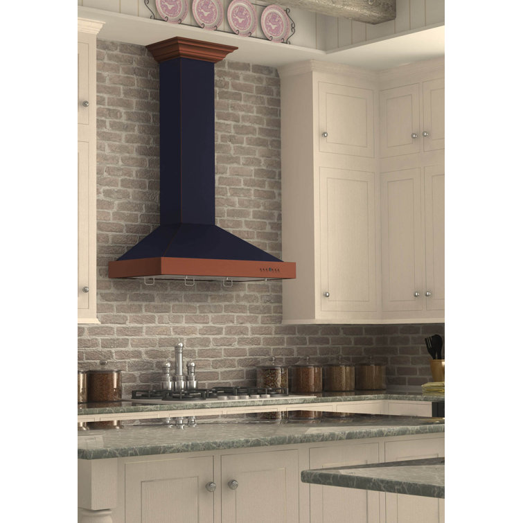 36" Hand-Hammered Copper Convertible Wall Mount Range Hood