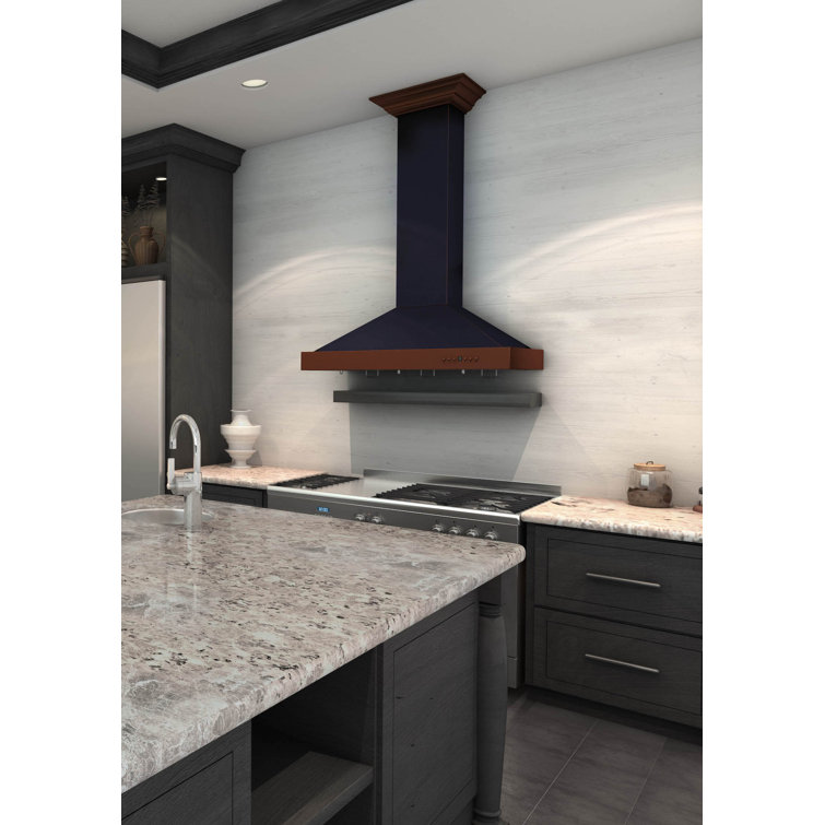 36" Hand-Hammered Copper Convertible Wall Mount Range Hood