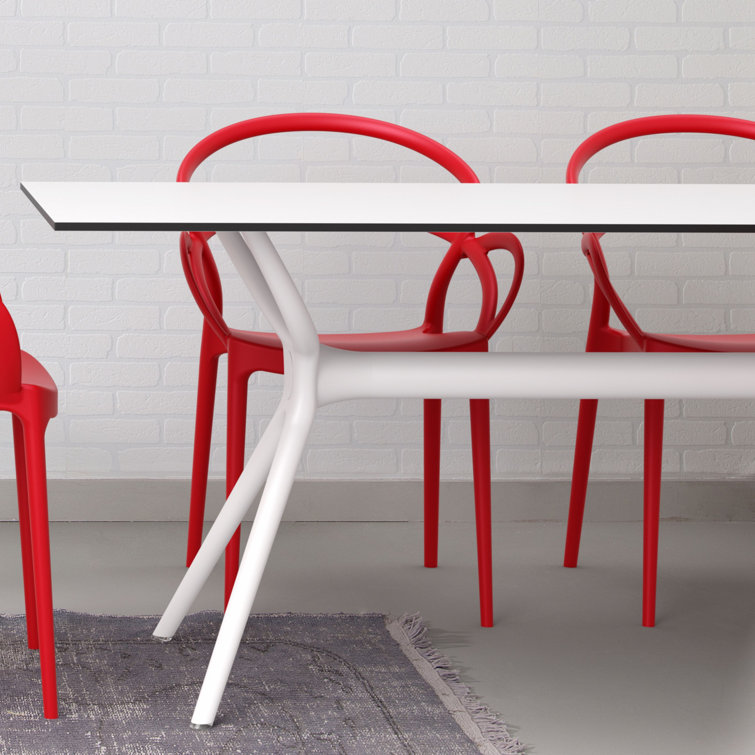 Farrah White Rectangular Plastic Outdoor Dining Table