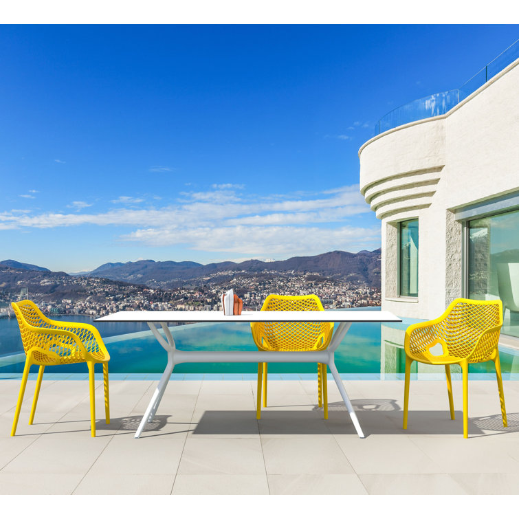 Farrah White Rectangular Plastic Outdoor Dining Table