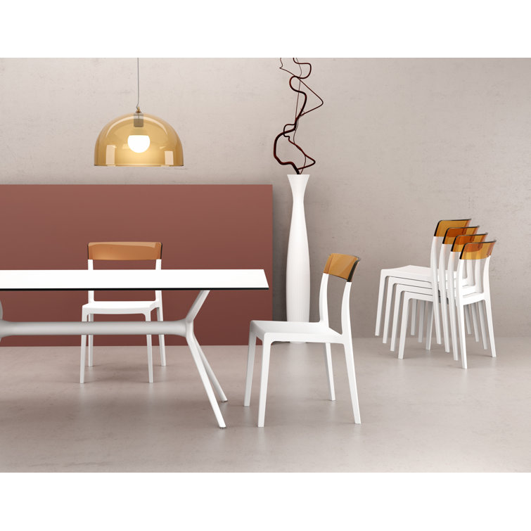 Farrah White Rectangular Plastic Outdoor Dining Table