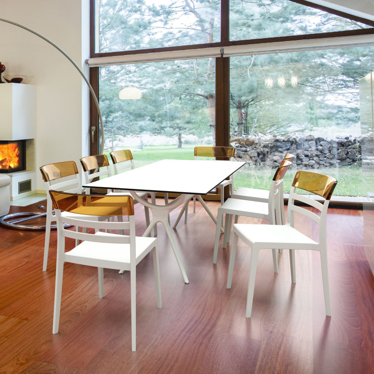 Farrah White Rectangular Plastic Outdoor Dining Table
