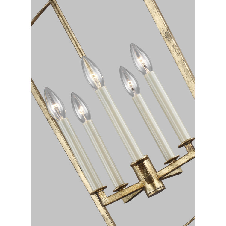 Antique Gild 5-Light Lantern Geometric Chandelier with PVC Accents