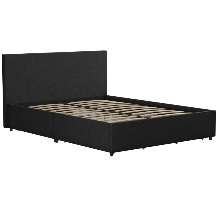 Kelly Dark Gray Upholstered Queen Bed with Storage Drawers