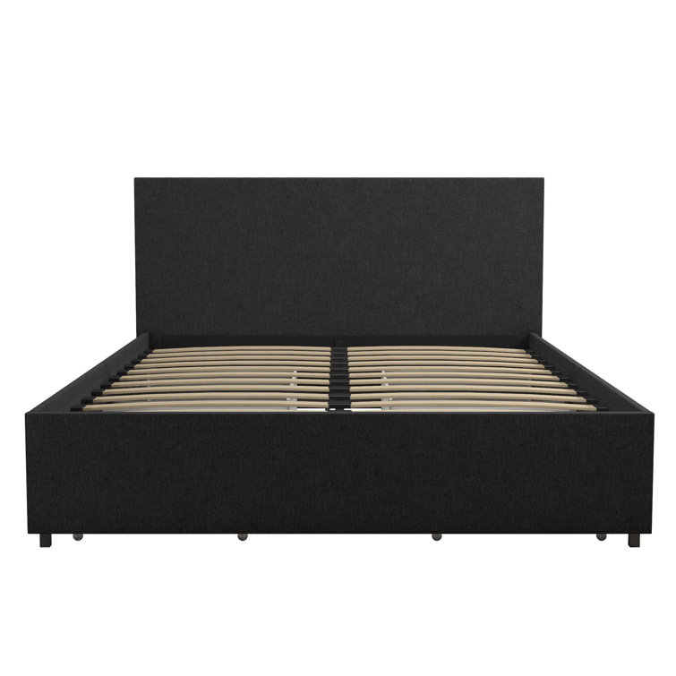Kelly Dark Gray Upholstered Queen Bed with Storage Drawers
